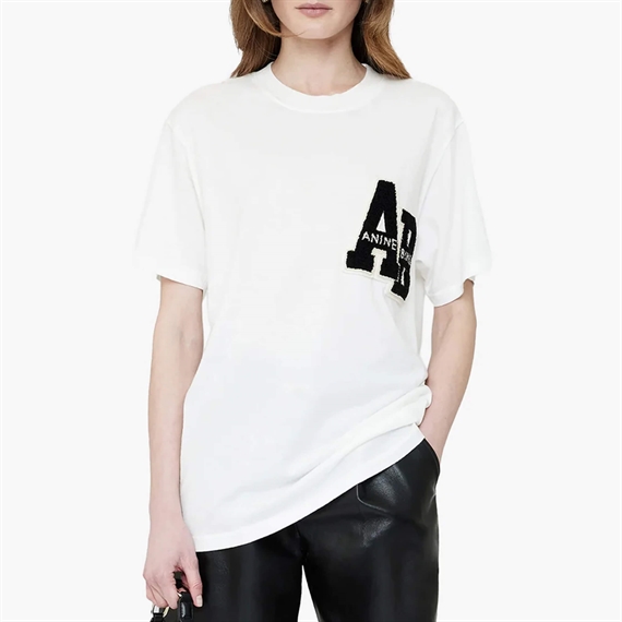 Anine Bing Lili T-shirt Lettermann, Offwhite